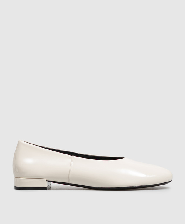 Stuart Weitzman Шкіряні лаковані балетки кольору айворі SO474