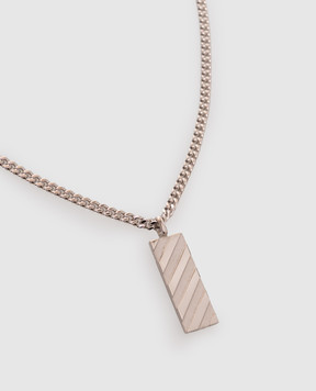 Off-White Сріблястий ланцюжок з підвіскою Diag OMOB15WF25MET001