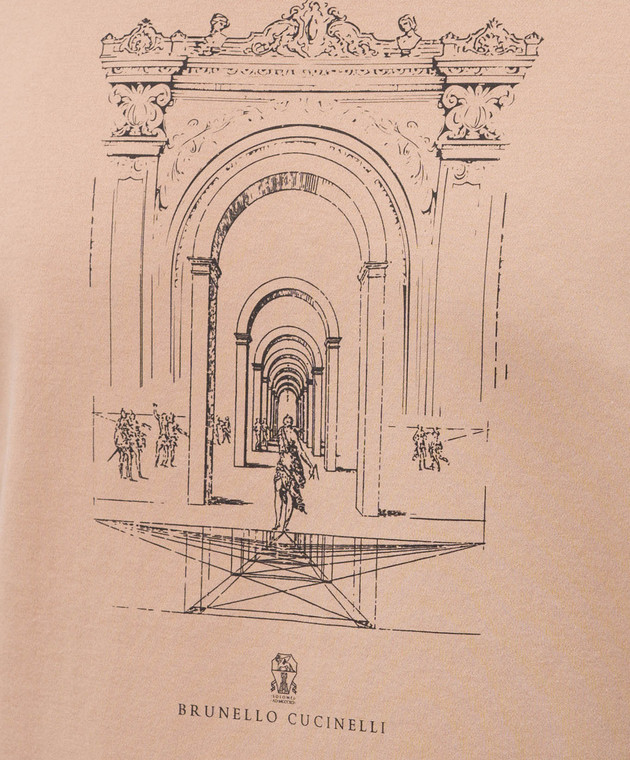 Brunello Cucinelli Коричневая футболка с принтом ML8248521P изображение 5