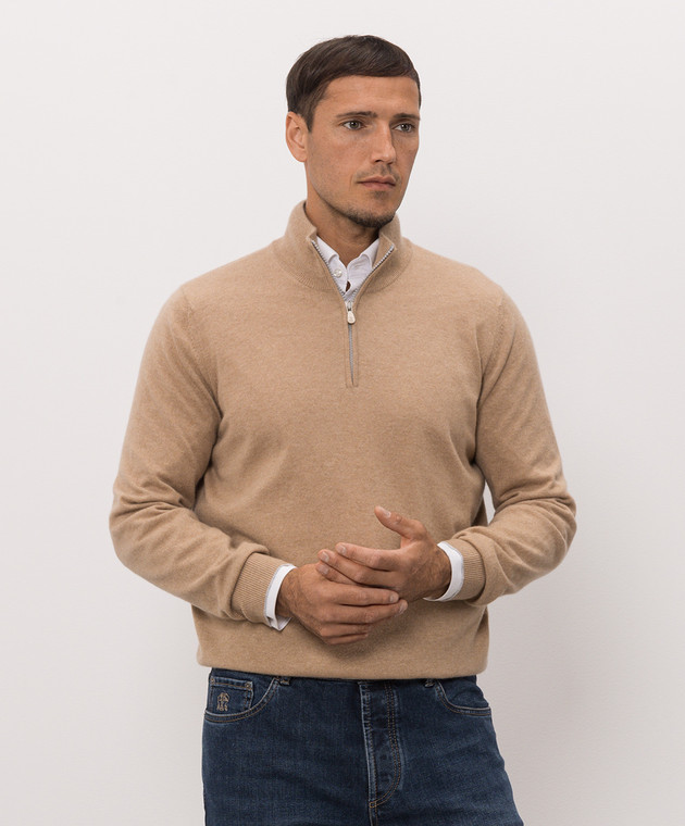 Brunello Cucinelli Бежевый джемпер из кашемира M2200124 изображение 3