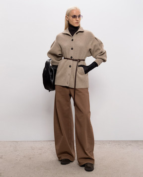 Brunello Cucinelli Коричневый гольф из кашемира с цепочкой мониль M12150103