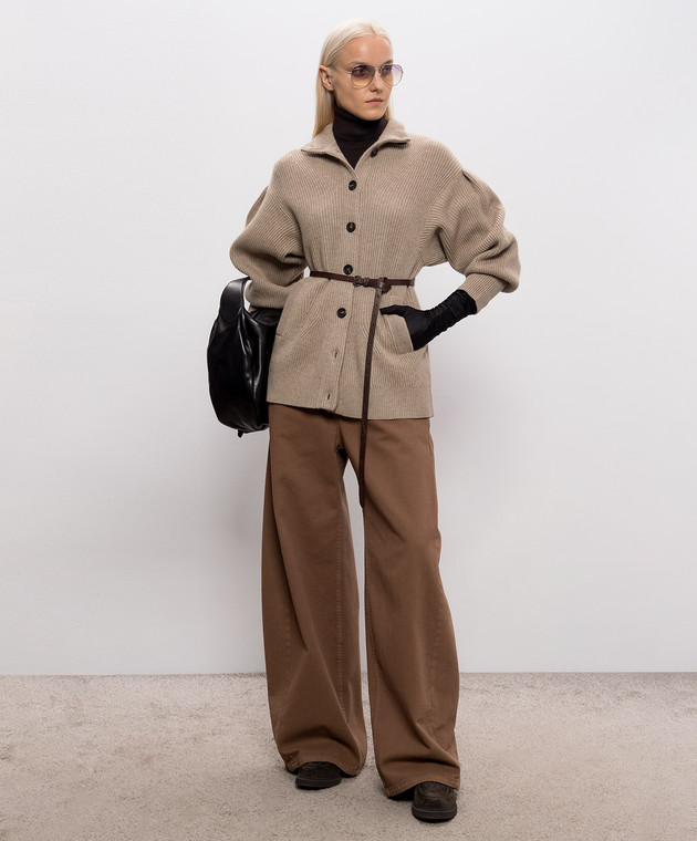 Brunello Cucinelli Коричневый гольф из кашемира с цепочкой мониль M12150103 изображение 2