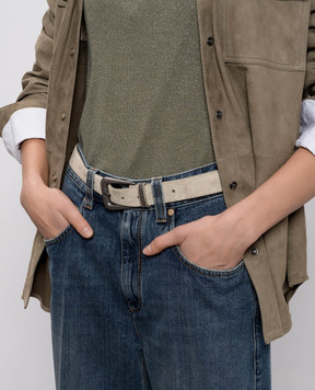 Brunello Cucinelli Сірий замшевий ремінь з ланцюжком моніль M0DELC34C