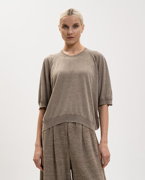 BOBOUTIC Коричнева футболка з кашеміру, шовку та конопель 5001