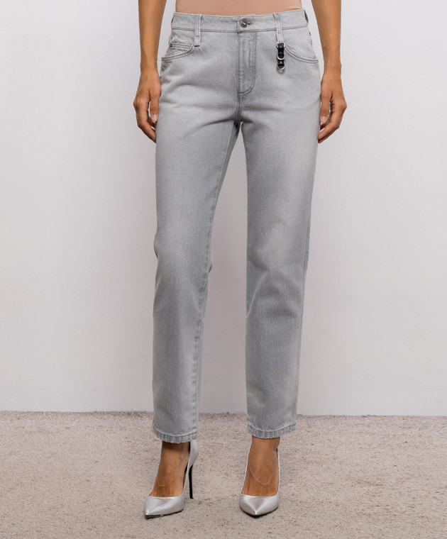 Ermanno Scervino Сірі джинси з патчем логотипа D497P301CBGFV зображення 3