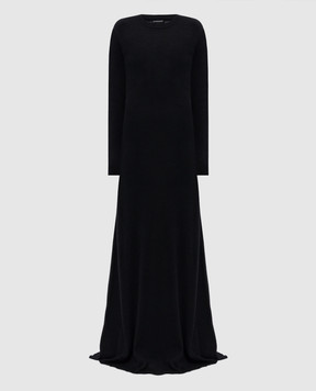 Ann Demeulemeester Черное платье макси Eva с открытой спиной с кашемиром B0010259FA049