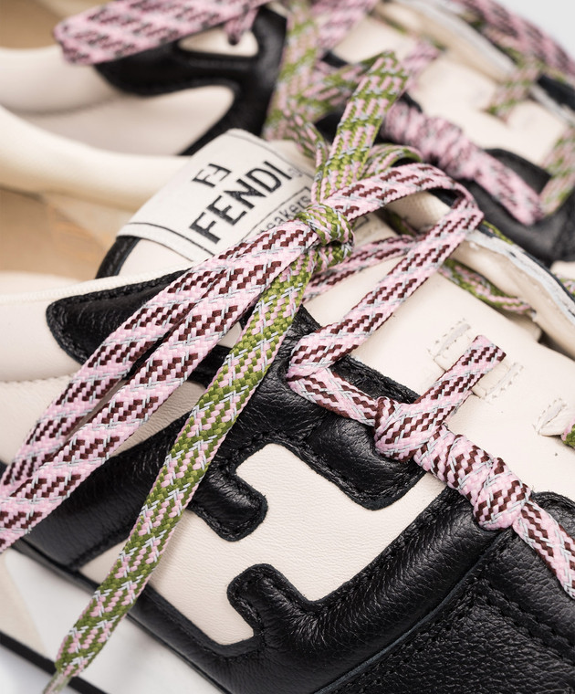 Fendi Бежевые кожаные кроссовки Match 8E8943AY1Q изображение 5