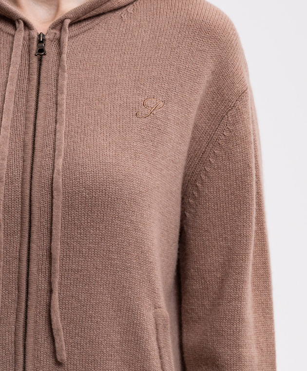 Sporty & Rich Бежевая спортивная куртка из кашемира и шерсти CA00283327BE02 изображение 5