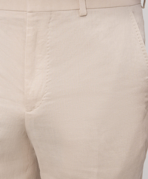 Agnona Бежеві штани з льону T710U1YU3049 зображення 5