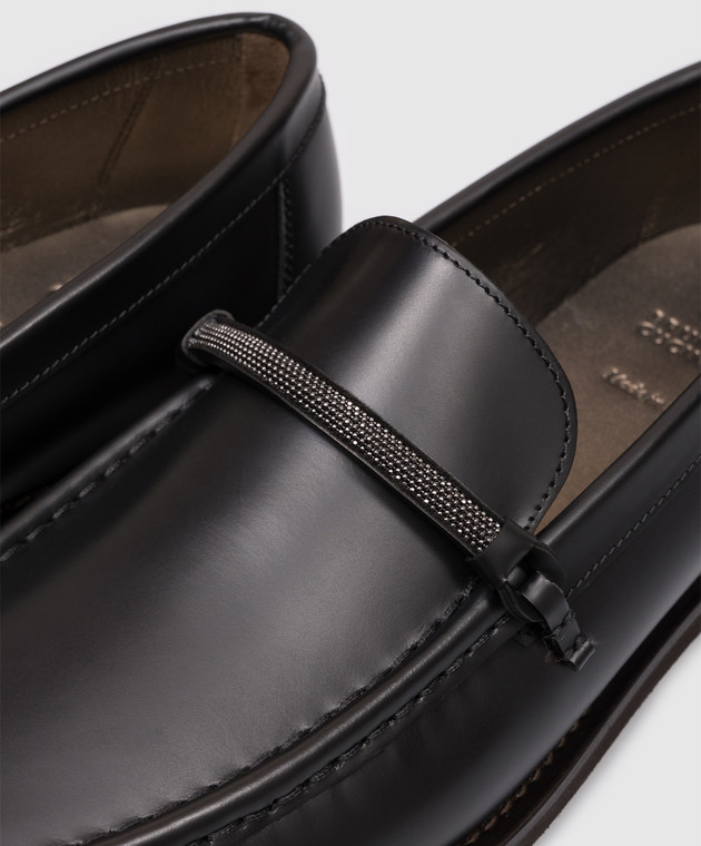 Brunello Cucinelli Черные кожаные лоферы с цепочкой мониль MZMGG3314P изображение 5