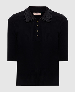 Twinset Черное поло в рубчик 262TP3380