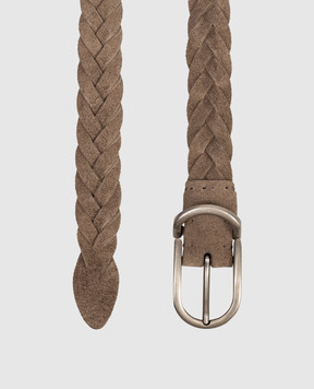 Brunello Cucinelli Коричневий замшевий плетений ремінь MAURP333