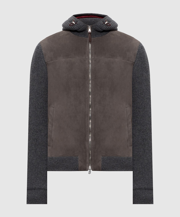 Brunello Cucinelli Серая комбинированная куртка MPCLF2053