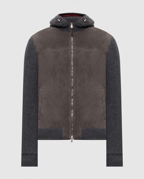Brunello Cucinelli Серая комбинированная куртка MPCLF2053