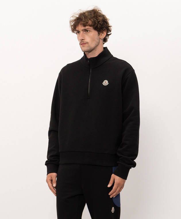 Moncler Черный свитшот с нашивкой логотипа L20918G00059899V4 изображение 3