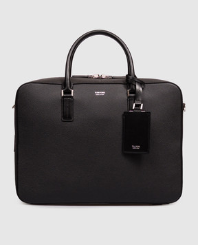 Tom Ford Чорний шкіряний портфель з принтом логотипа H0755LCL213S