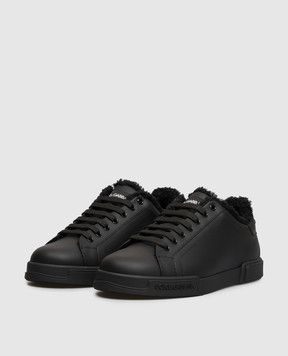 Dolce&Gabbana Черные кожаные кроссовки Portofino CS2373AQ076