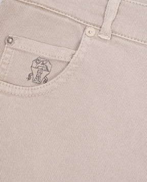 Brunello Cucinelli Дитячі бежеві джинси з патчем логотипа B277PD317B