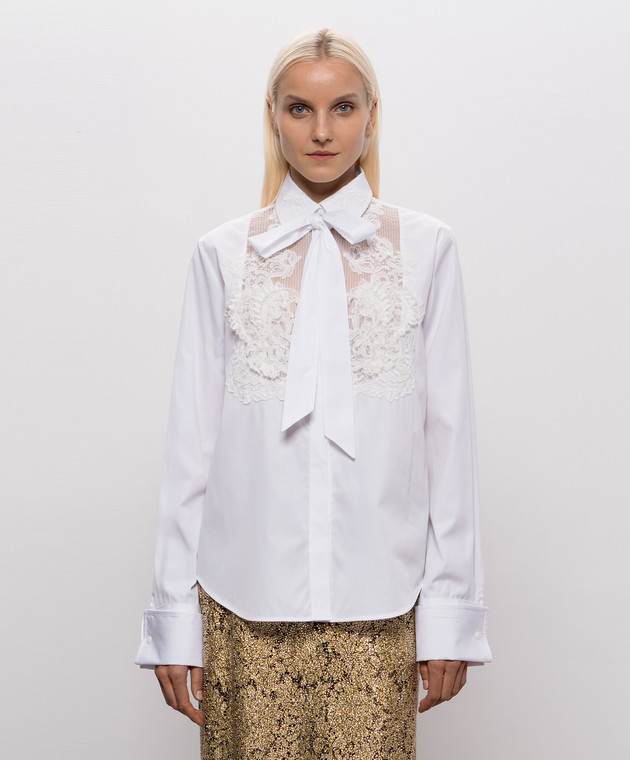 Ermanno Scervino Белая блуза с кружевом D492K773APBQP изображение 3