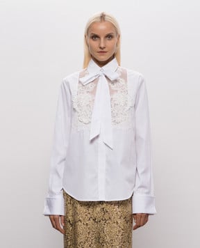 Ermanno Scervino Белая блуза с кружевом D492K773APBQP
