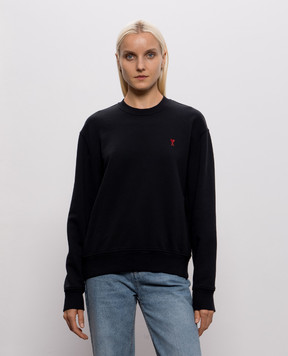 Ami Paris Черный свитшот Ami de Coeur BFUSW035730w