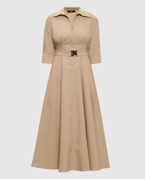 Twinset Бежевое платье миди с поясом 261AP2284