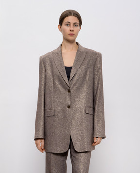 Twinset Коричневий жакет з вовною з логотипом 252TT2160