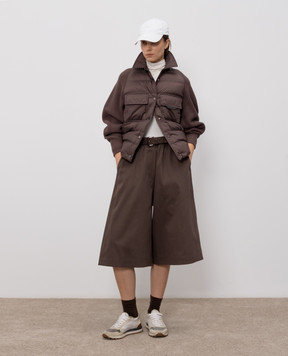 Brunello Cucinelli Коричнева пухова куртка з ланцюжком моніль MD5987696P