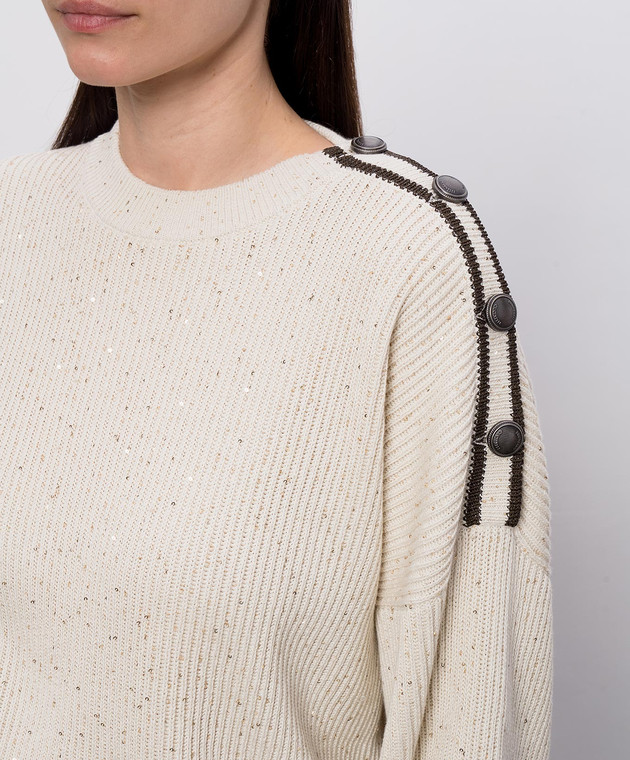 Brunello Cucinelli Бежевый свитер с пайетками MDV745800P изображение 5