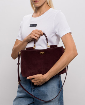 Dolce&Gabbana Замшевая бордовая сумка Vittoria BB7896A0775