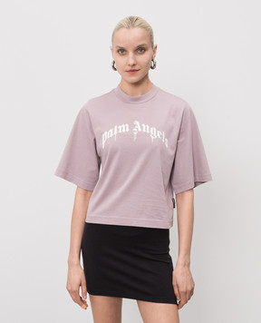 Palm Angels Фіолетова футболка з принтом логотипа PWAA079S26JER004