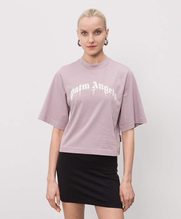 Palm Angels Фиолетовая футболка с принтом логотипа PWAA079S26JER004 изображение 3