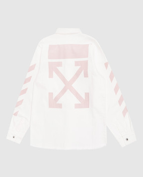 Off-White Дитяча біла джинсова сорочка з принтом емблеми 44GYD002S26D001