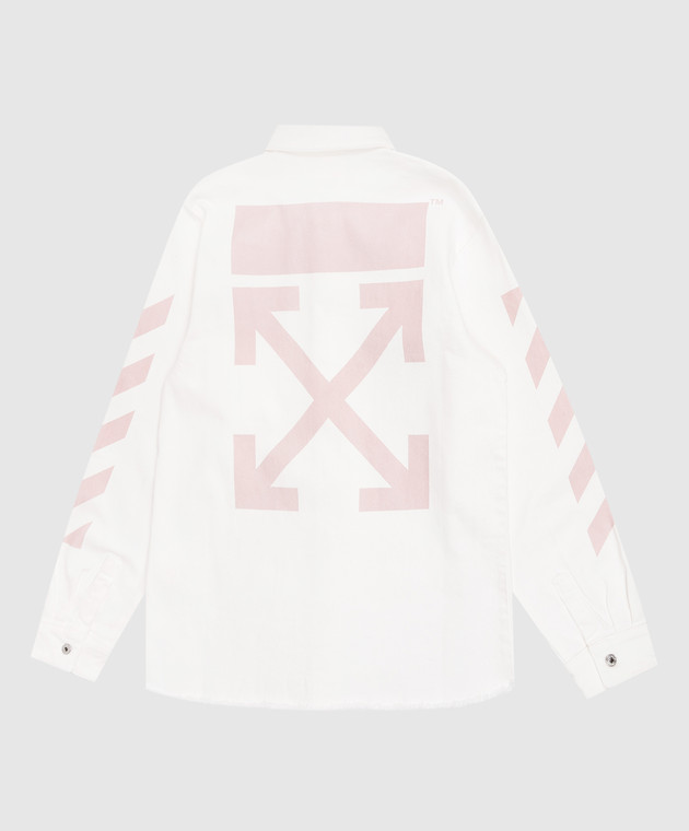 Off-White Дитяча біла джинсова сорочка з принтом емблеми 44GYD002S26D001 зображення 2