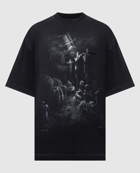 Vetements Чорна футболка Jesus On A Cross ME76TR193BX