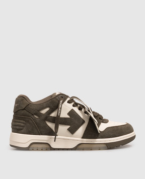 Off-White Кожаные кроссовки Out Of Office цвета хаки OF05728310