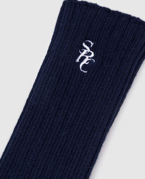 Sporty & Rich Сині шкарпетки з вишивкою монограми AC09775302BL32