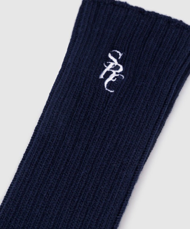 Sporty & Rich Сині шкарпетки з вишивкою монограми AC09775302BL32 зображення 2