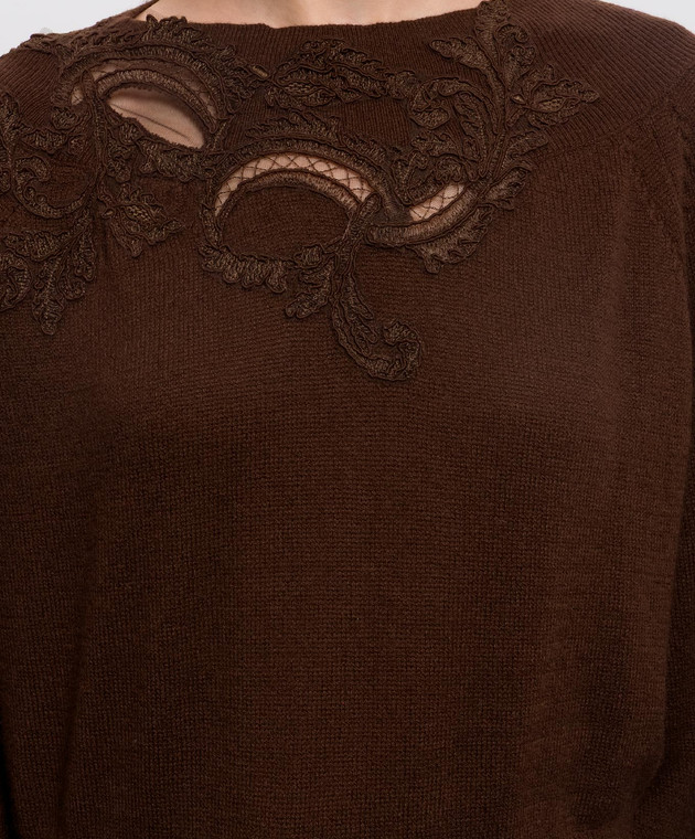 Ermanno Scervino Коричневый джемпер из кашемира D495M302APPYU изображение 5