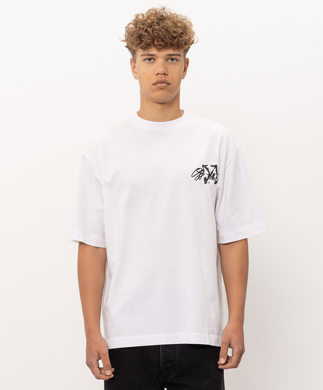 Off-White Белая футболка Stroke 2 Arrow 44MAA120F26J00H изображение 3