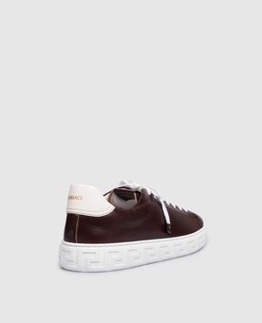 Versace Коричневі шкіряні кеди Greca 10242061A18384
