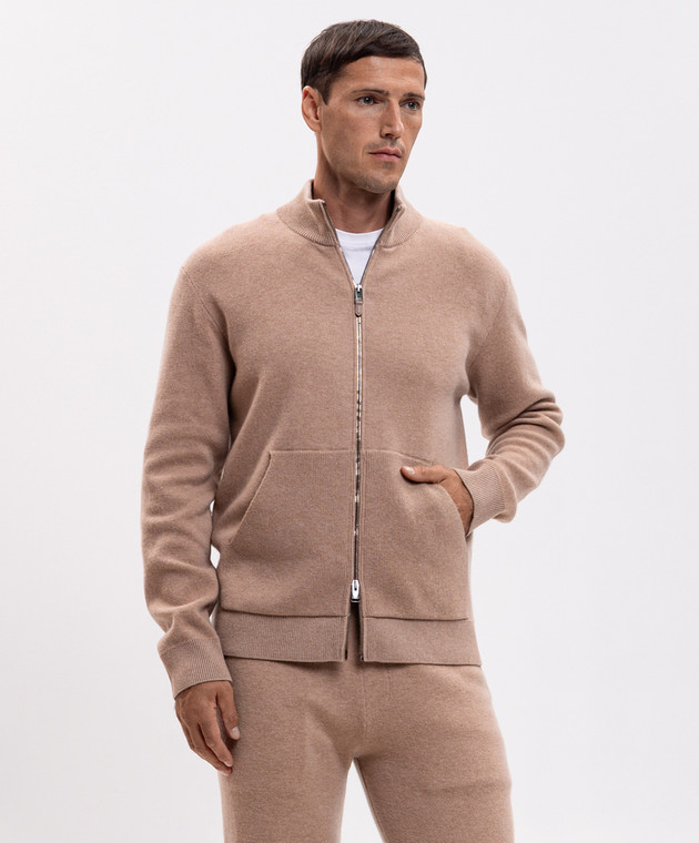 Canali Бежевий кардиган з вовною та кашеміром MK02487C1245 зображення 3
