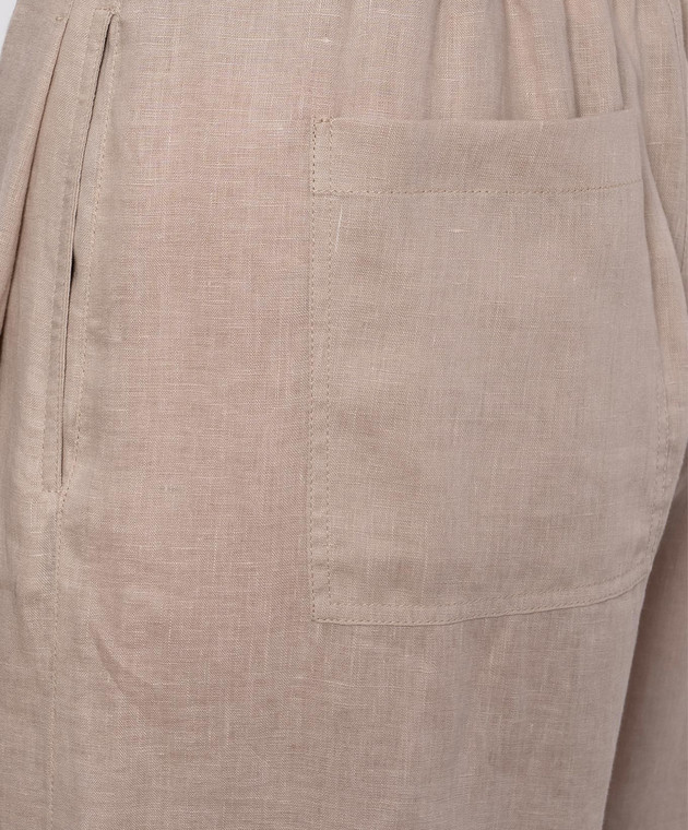 Brunello Cucinelli Бежевые брюки из льна MP698EL189 изображение 5