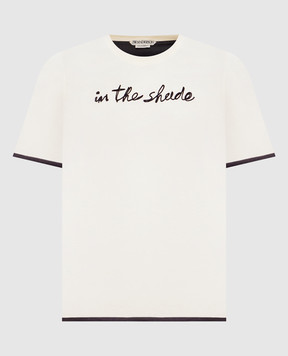 JW Anderson Футболка цвета айвори с вышивкой надписи JT0350PG2007
