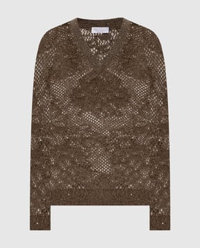 Brunello Cucinelli Пуловер кольору хакі з вовною MFA790102
