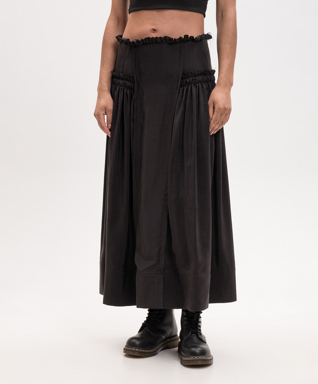 Ann Demeulemeester Черная юбка миди Ariel из шелка B0014011FA731 изображение 3