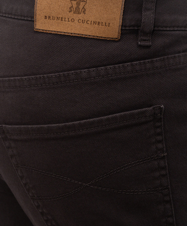 Brunello Cucinelli Темно-коричневі джинси з вишивкою емблеми M277PB3210 зображення 5