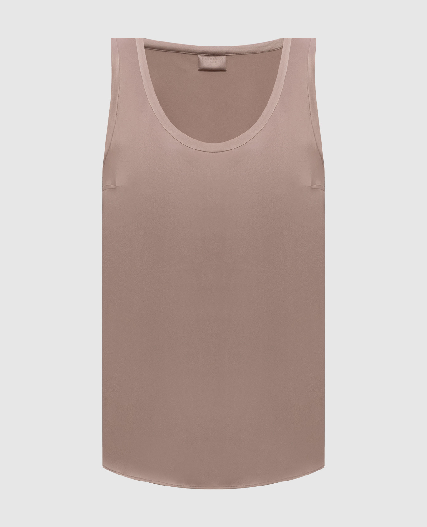 Бежевый топ из шелка с цепочкой мониль