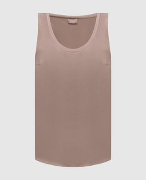 Brunello Cucinelli Бежевий топ із шовку з ланцюжком моніль M0C59E0600