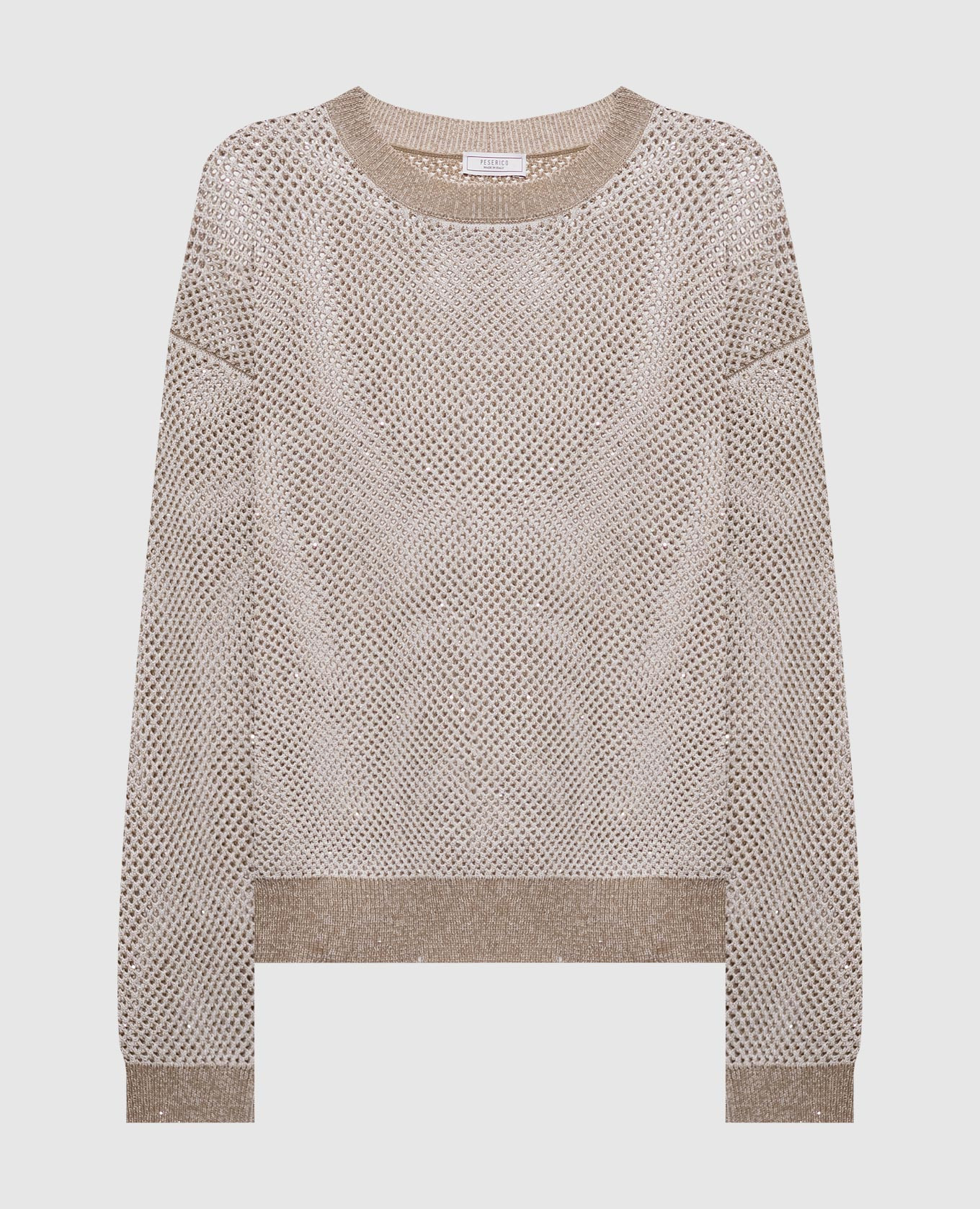 

Ажурный джемпер с пайетками, Бежевый, Джемпера